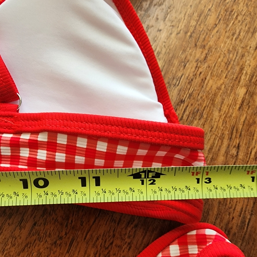 NWT WILO THE LABEL Red Gingham Cherry Bikini Swimsuit Top Bottom and Scrunchie - Picture 11 of 14